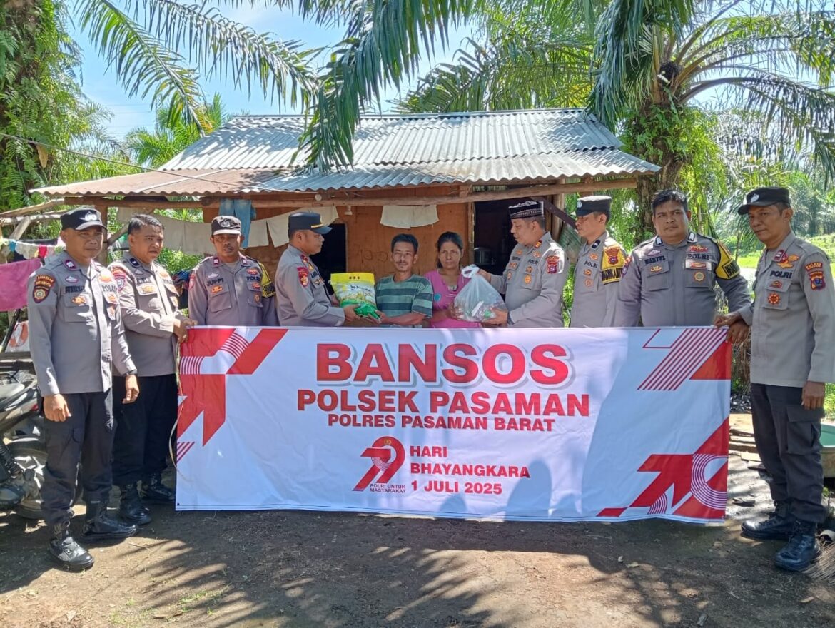 Menyambut Hari Bhayangkara Ke-79, Polsek Pasaman Melaksanakan Bhakti Religi dan Salurkan Bansos kepada Masyarakat