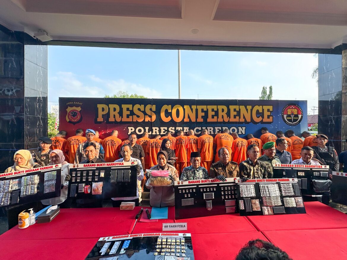 Polresta Cirebon Ungkap 16 Kasus Narkoba dan Obat Ilegal, 20 Tersangka Diamankan.