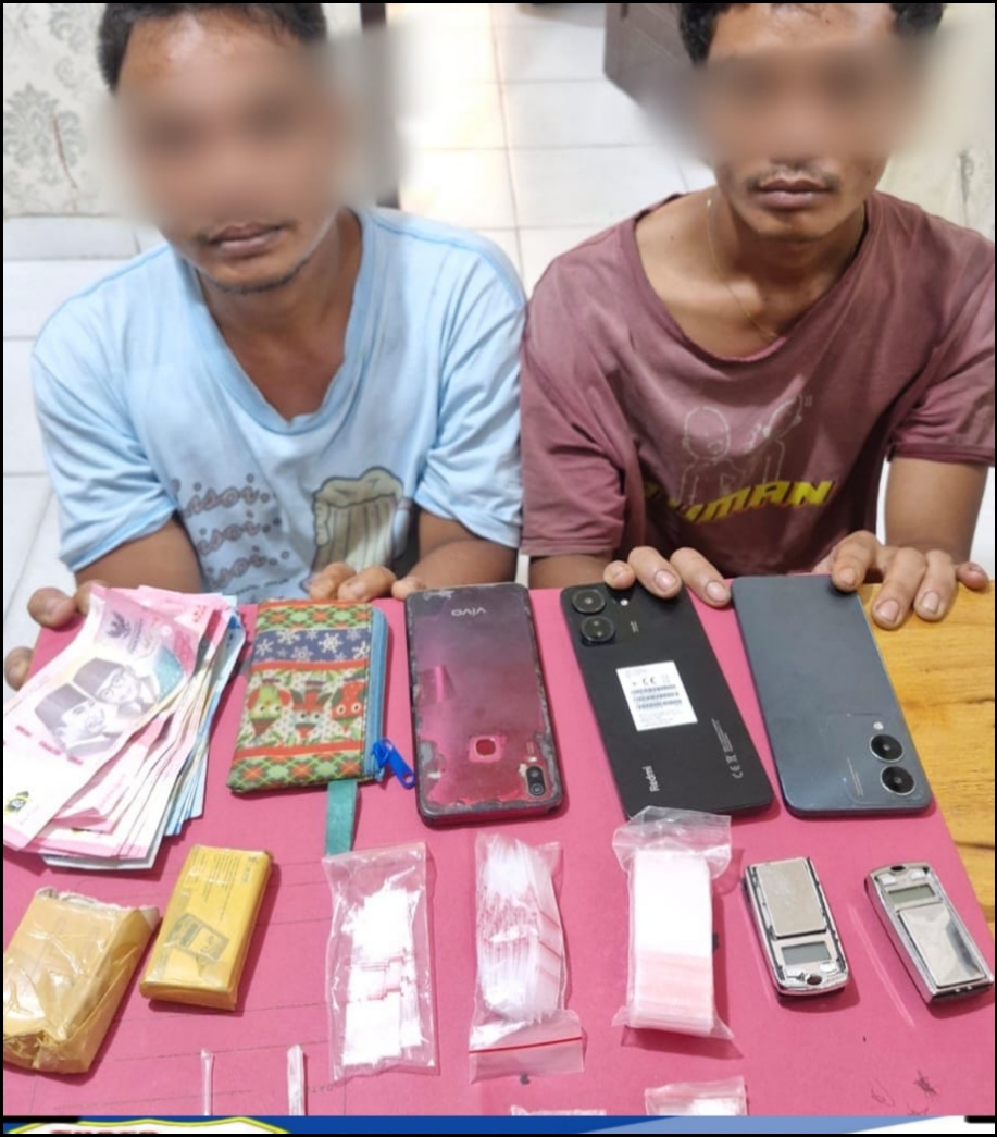 Sat Resnarkoba Polres Siak Bekuk Dua Bandar Shabu di Dayun, Barang Bukti dan Pelaku Diamankan